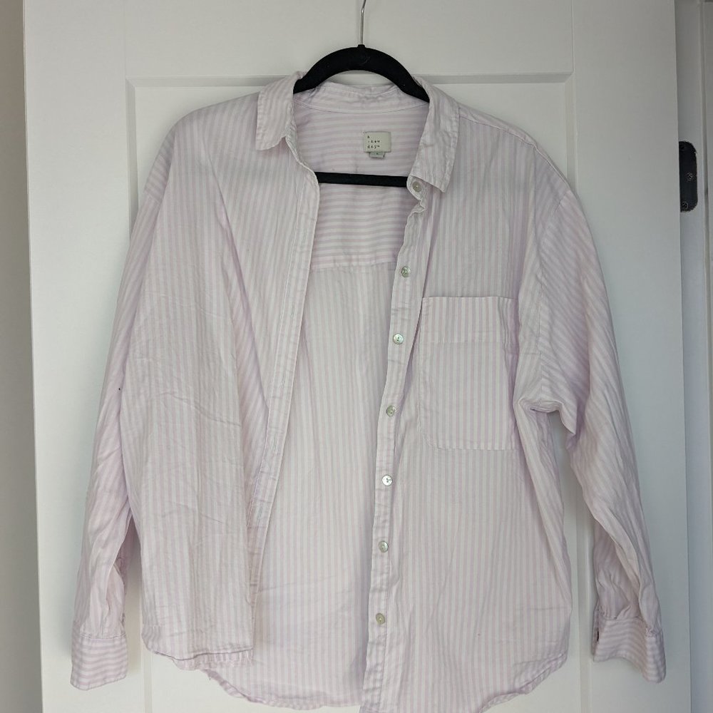 A new day pink and white striped button down size large
